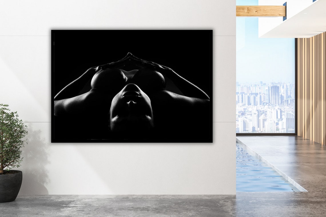 Black And White Nude Dramatic Hands Portrait Bodyscape Art Poster - Image 2