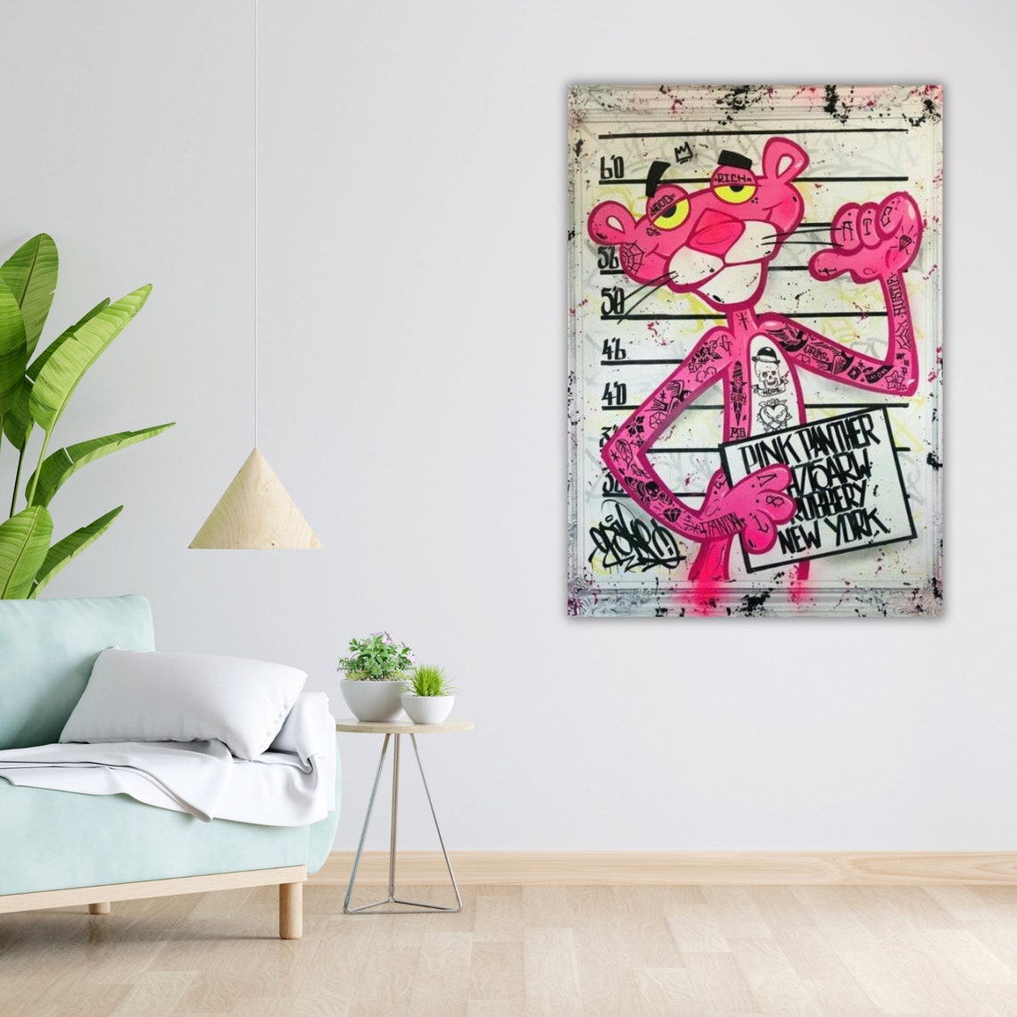 Pink Panther Graffiti Mugshot Tattooed New York Street Art Poster - Image 3