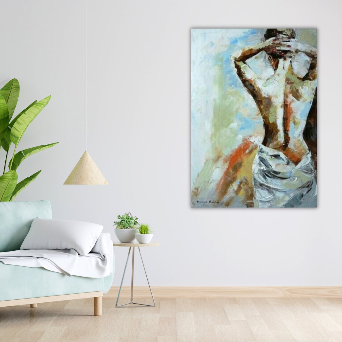 Impressionist Nude Woman Wrapping Towel Painterly Art Poster - Image 3