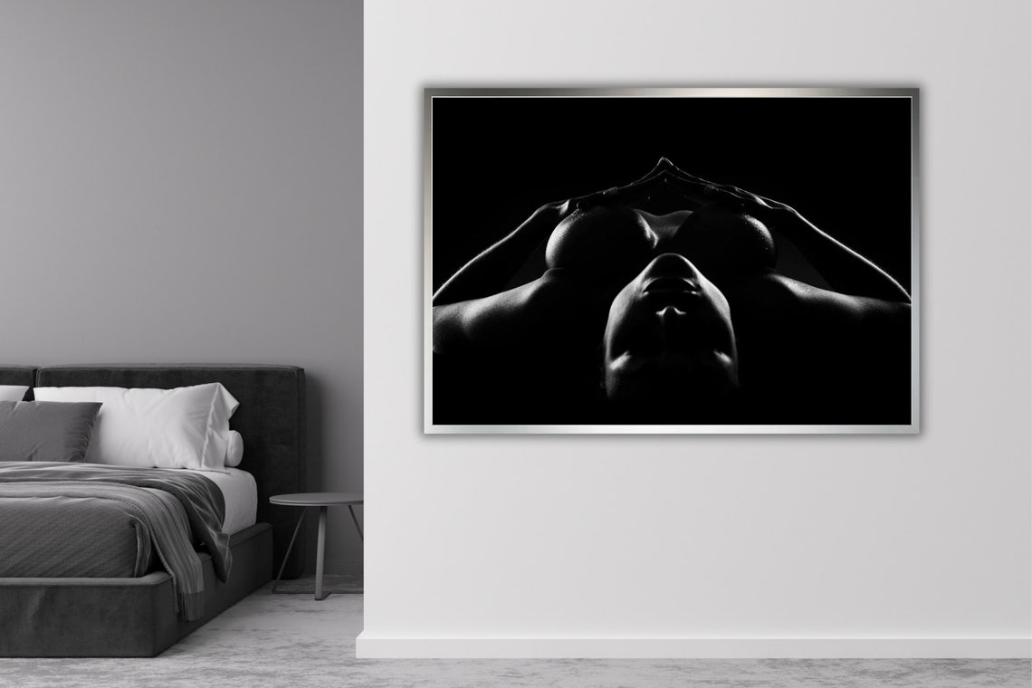 Black And White Nude Dramatic Hands Portrait Bodyscape Art Poster - Image 4