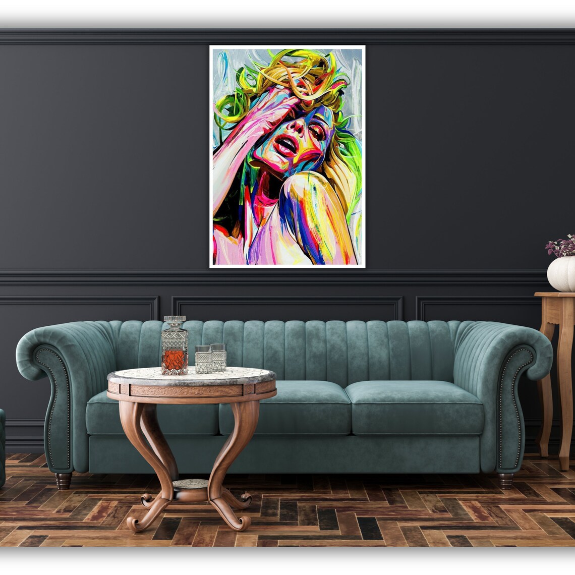 Colorful Pop Art Woman Wild Hair Neon Expressionist Portrait Wall Poster - Image 5