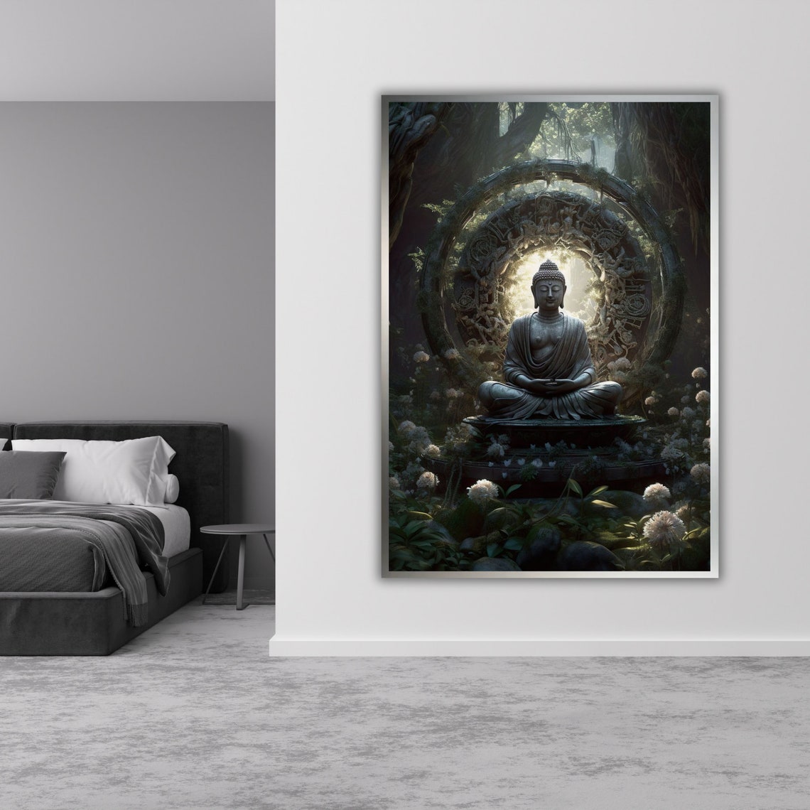 Buddha Statue Jungle Sanctuary Stone Halo Meditation Zen Poster - Image 4