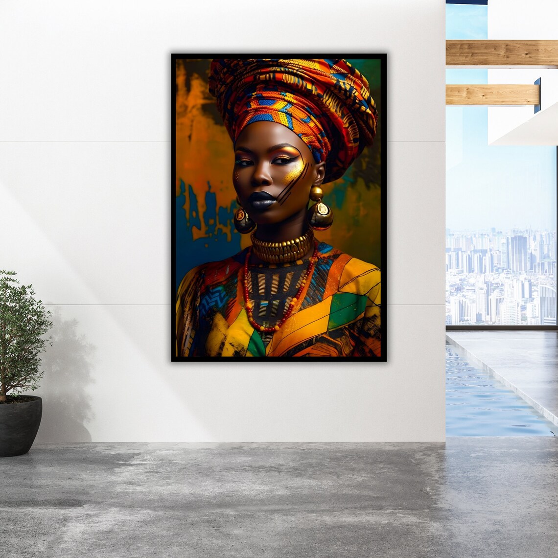 Ethnic Art Print African Woman Ready To Hang Framed Wall Decor Cultural Home Decor Wall Art - Image 2