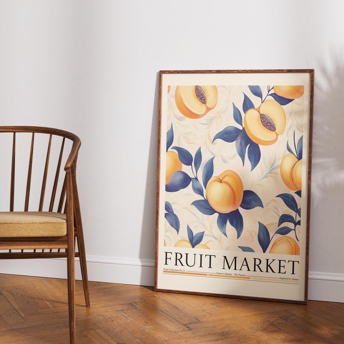 Peach Fruit Market, Modern Abstract Kitchen Art Print