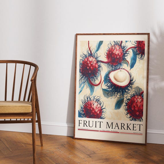 Rambutan Fruit Market Poster, Kitchen Wall Decor