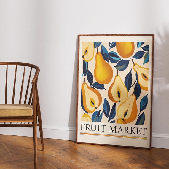 Pear Fruit Market, Modern Abstract Kitchen Art Print