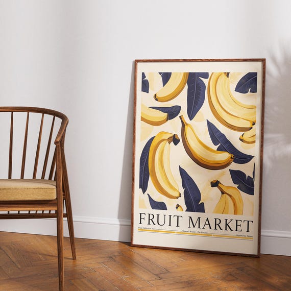 Banana Fruit Market Poster, Kitchen Wall Decor