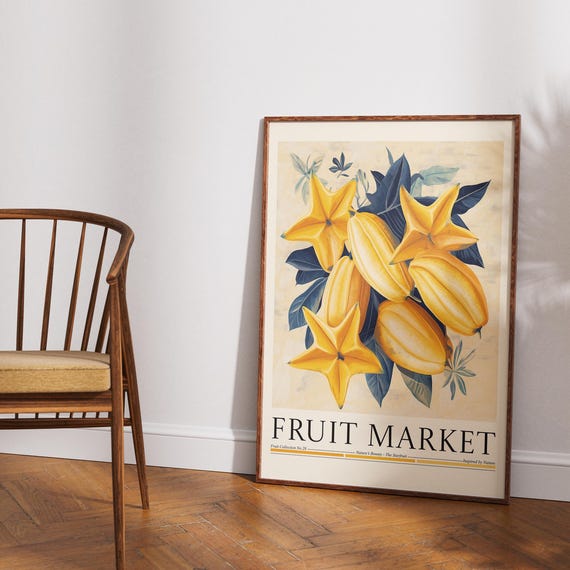 Starfruit Fruit Market Poster, Kitchen Wall Decor