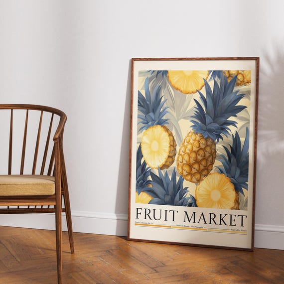 Pineapple Fruit Market Poster, Kitchen Wall Decor