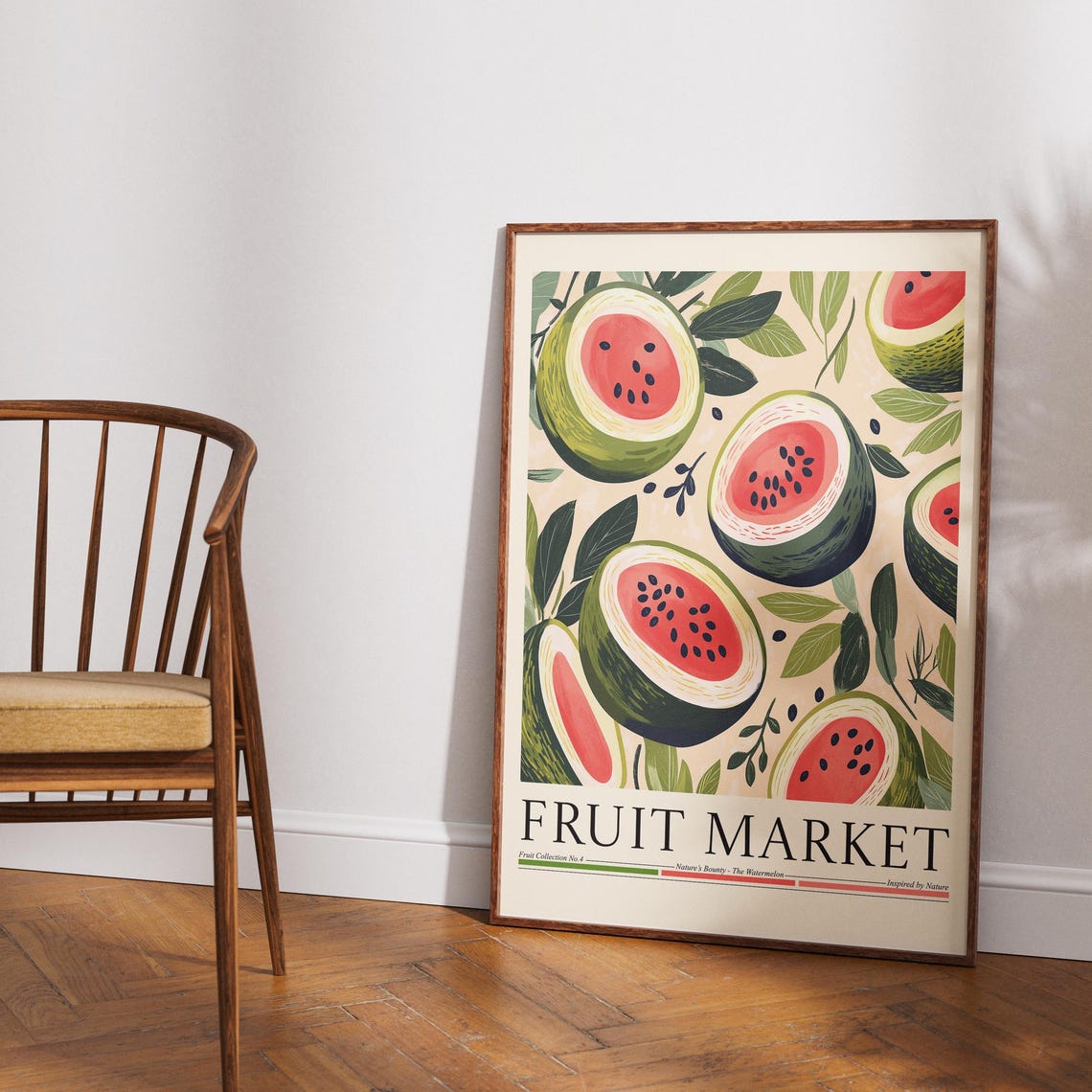 Watermelon Fruit Market Poster, Modern Abstract Fruit Art