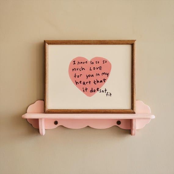 Pink Heart Handdrawn Typography Poster, Minimalist