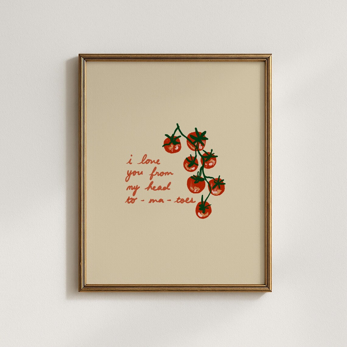 I Love You From My Head Tomatoes Pun Cherry Tomato Vine Kitchen Wall Art