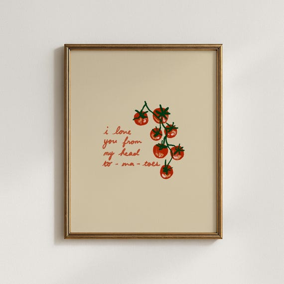 Tomato Trendy Kitchen Print Mediterranean Retro Food Art Eclectic Vegetable Poster