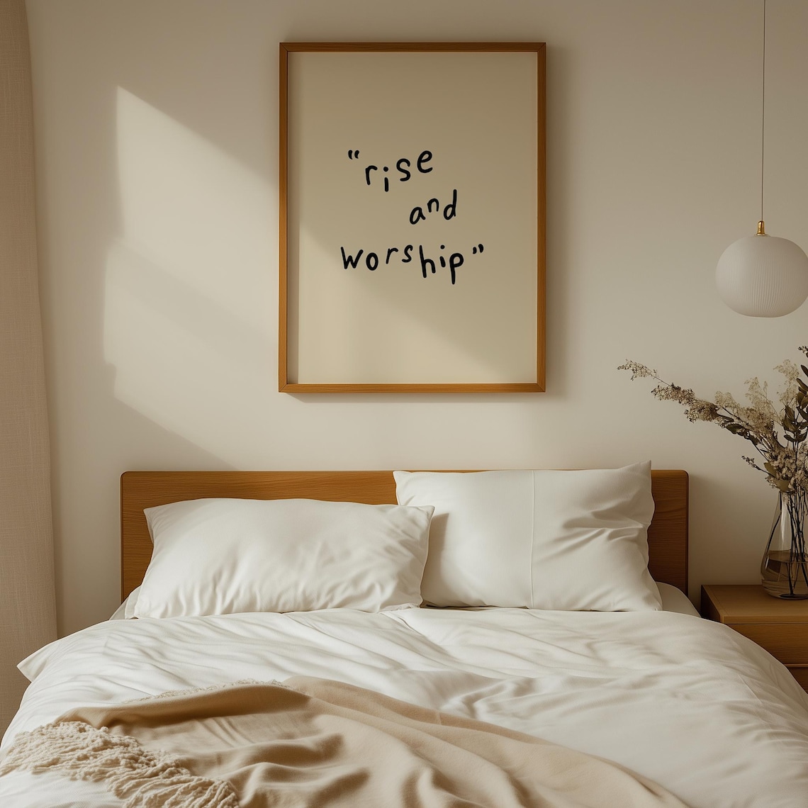 Rise and Worship Handwritten Christian Quote Minimalist Faith Poster