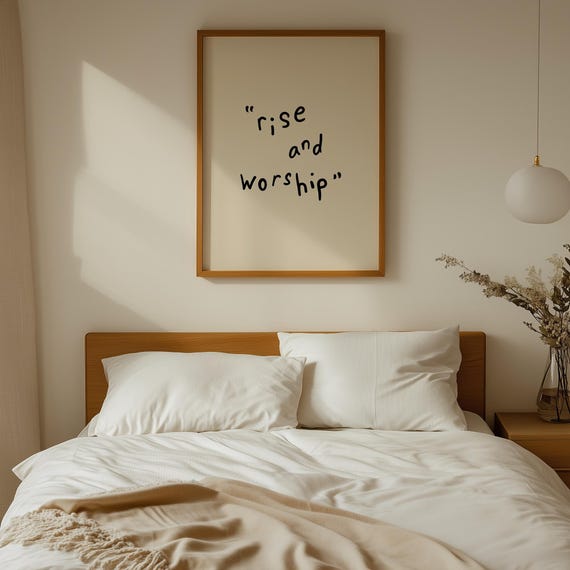 Christian Home Decor Print Rise And Worship Handdrawn Minimalist Art