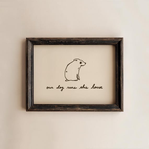 Funny Dog Entryway Print Handdrawn Trendy Quirky Wall Art Horizontal