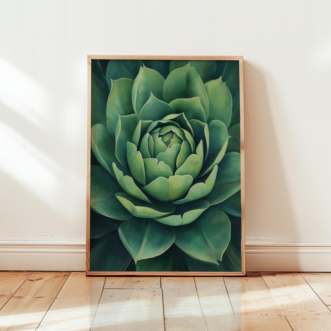 Georgia Okeeffe Style Green Succulent Rosette Modern Botanical Poster