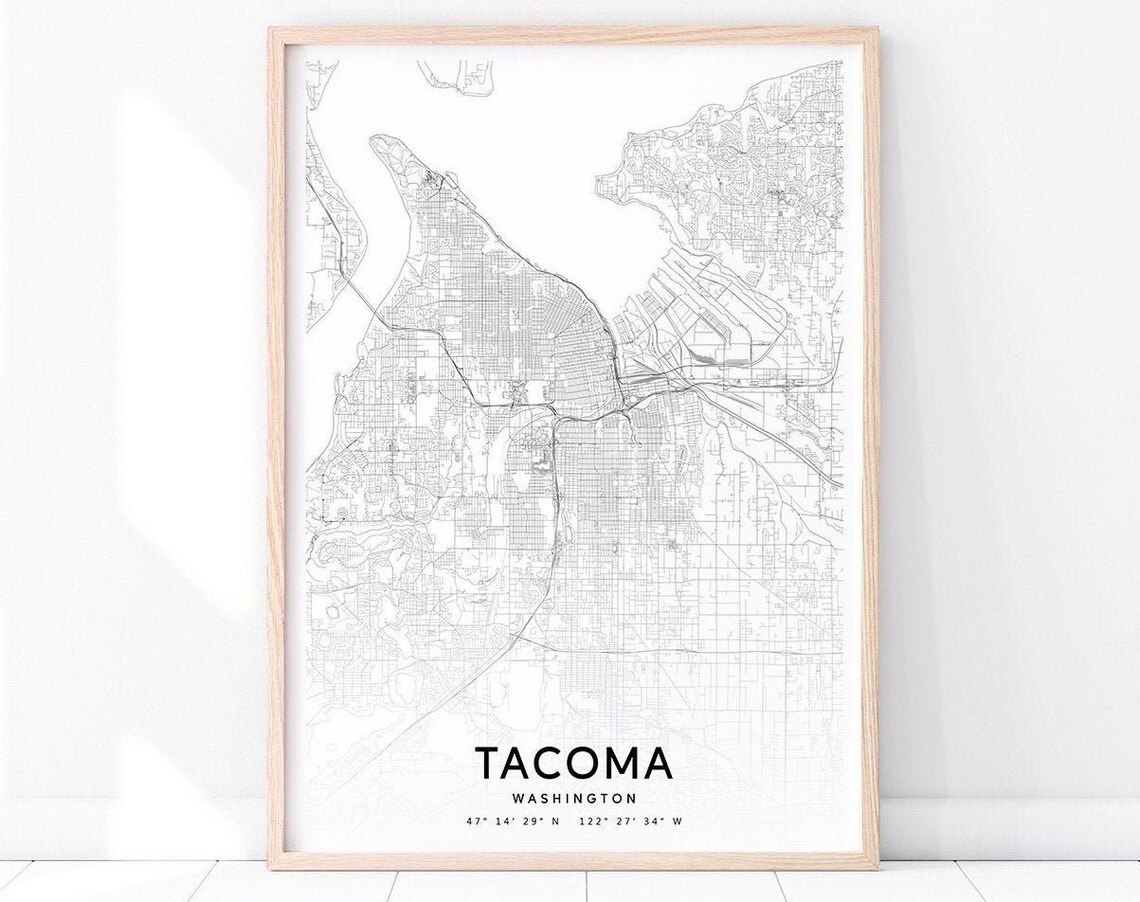 Tacoma Map Print, Washington City Street Poster