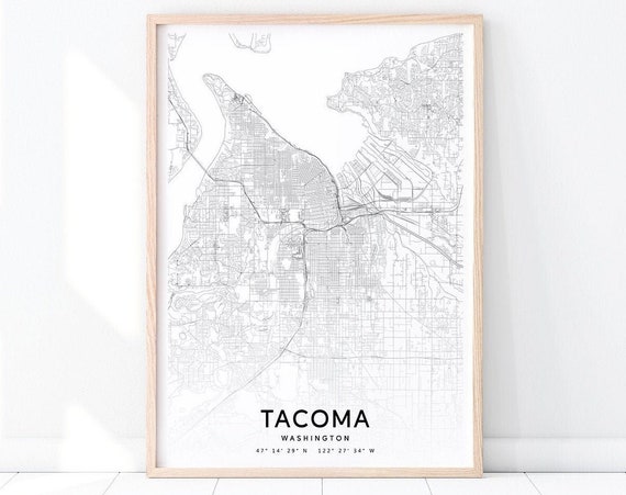 Tacoma Map Print, Washington City Street Poster