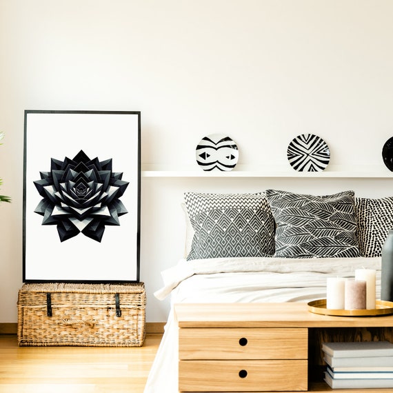Geometric Succulent Harmony, Modern Interiors Art Print