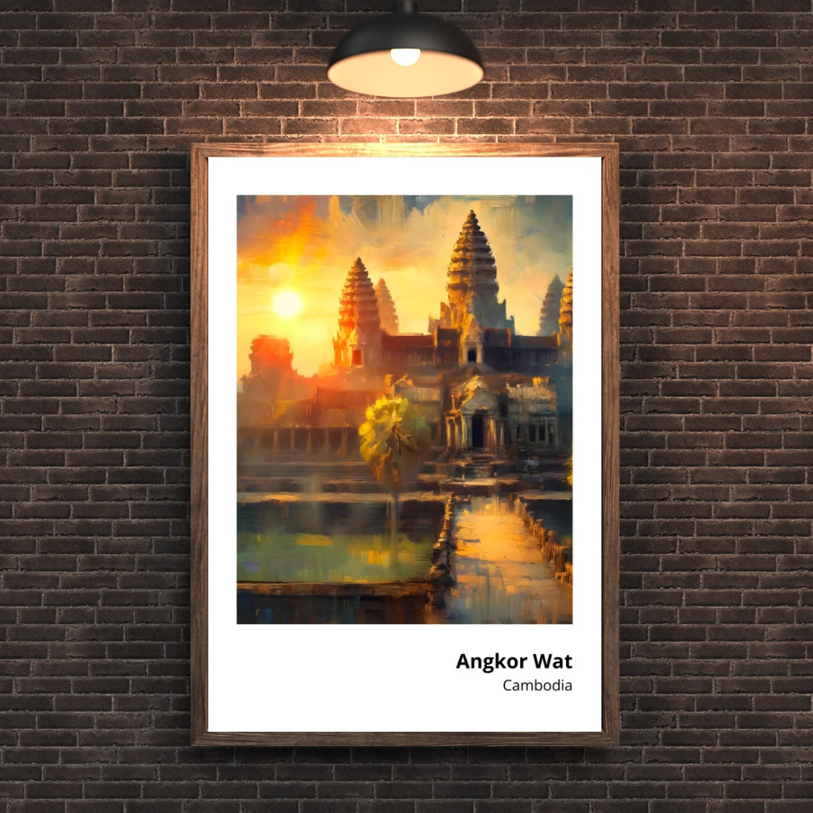 Angkor Wat Cambodia Ancient Temple Towers Sunrise Reflection Poster - Image 3