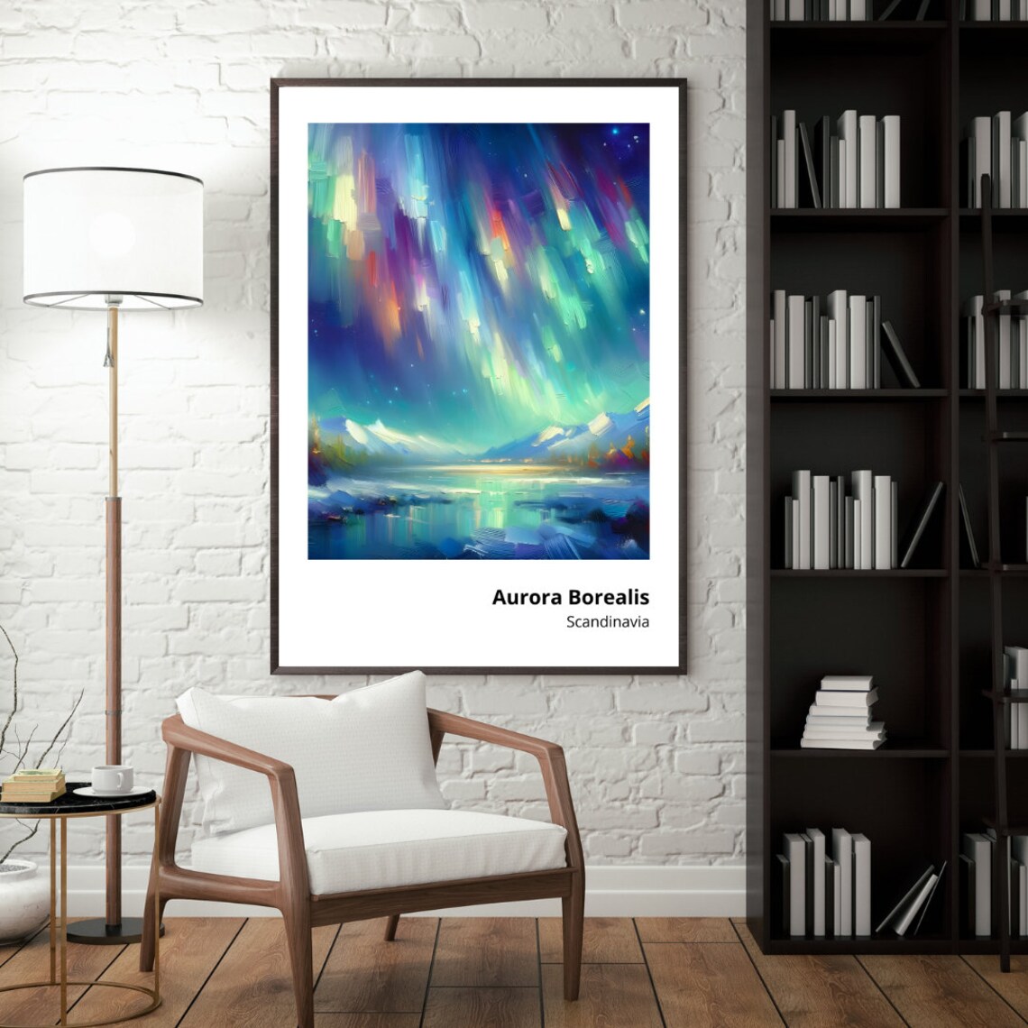Aurora Borealis Scandinavia Northern Lights Night Sky Poster - Image 2