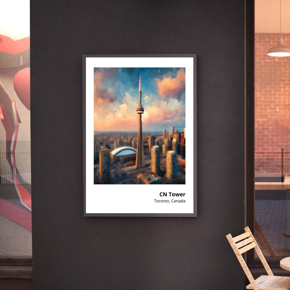 CN Tower Toronto Canada Skyline Sunset Glowing City View Poster