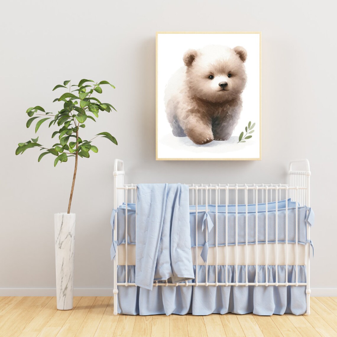 Cuddly Brown Baby Bear Cub Soft Watercolor Nursery Wall Poster - Image 4