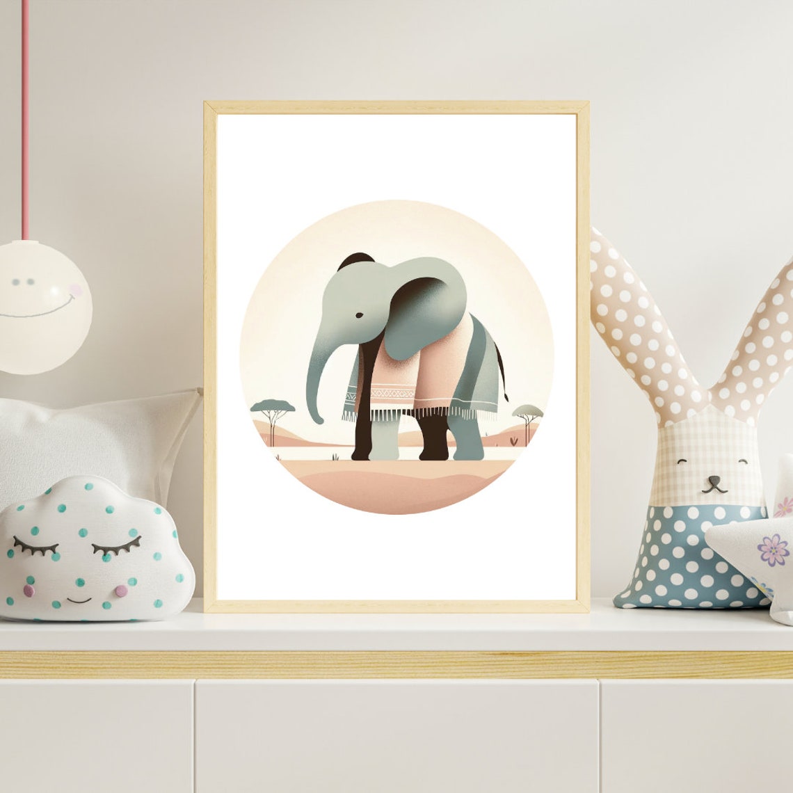 Minimalist Baby Elephant Art Print Modern Nursery Decor Geometric Design Subtle Earth Tones For Calm Space - Image 2