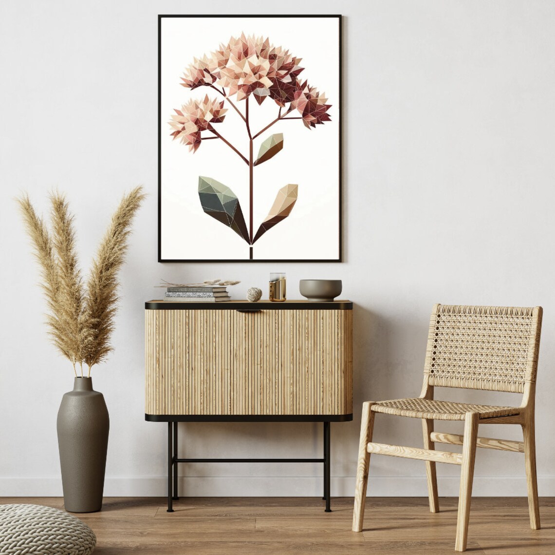 Abstract Geometric Hydrangea, Modern Floral Wall Art - Image 3