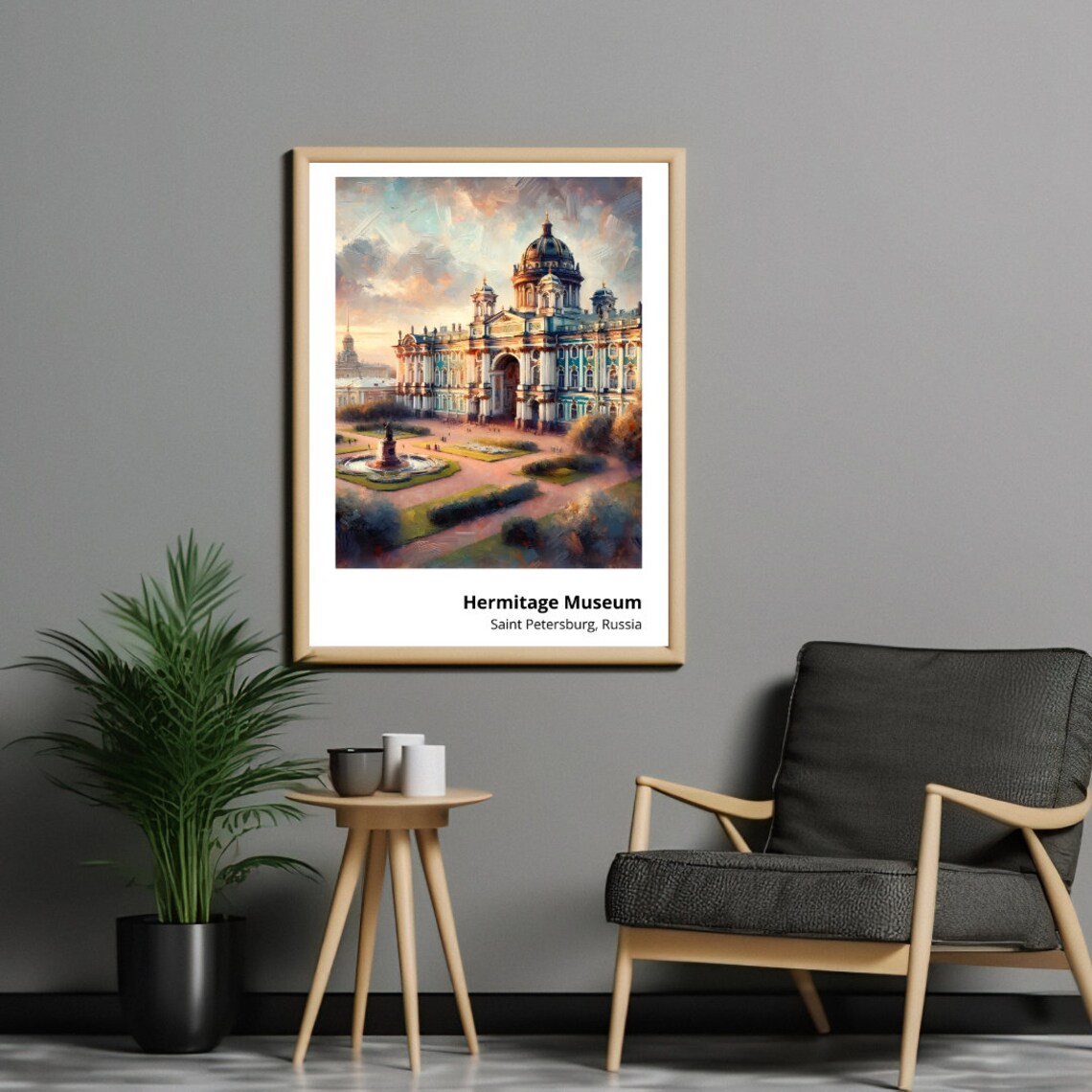 Hermitage Museum Saint Petersburg Russia Golden Sunset Landmark Art Poster - Image 5