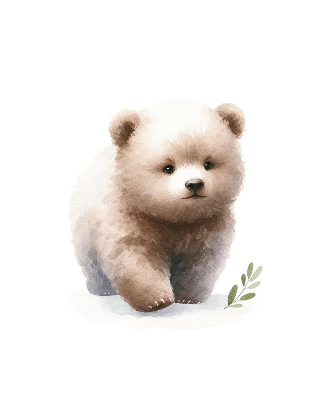 Cuddly Brown Baby Bear Cub Soft Watercolor Nursery Wall Poster - Image 3
