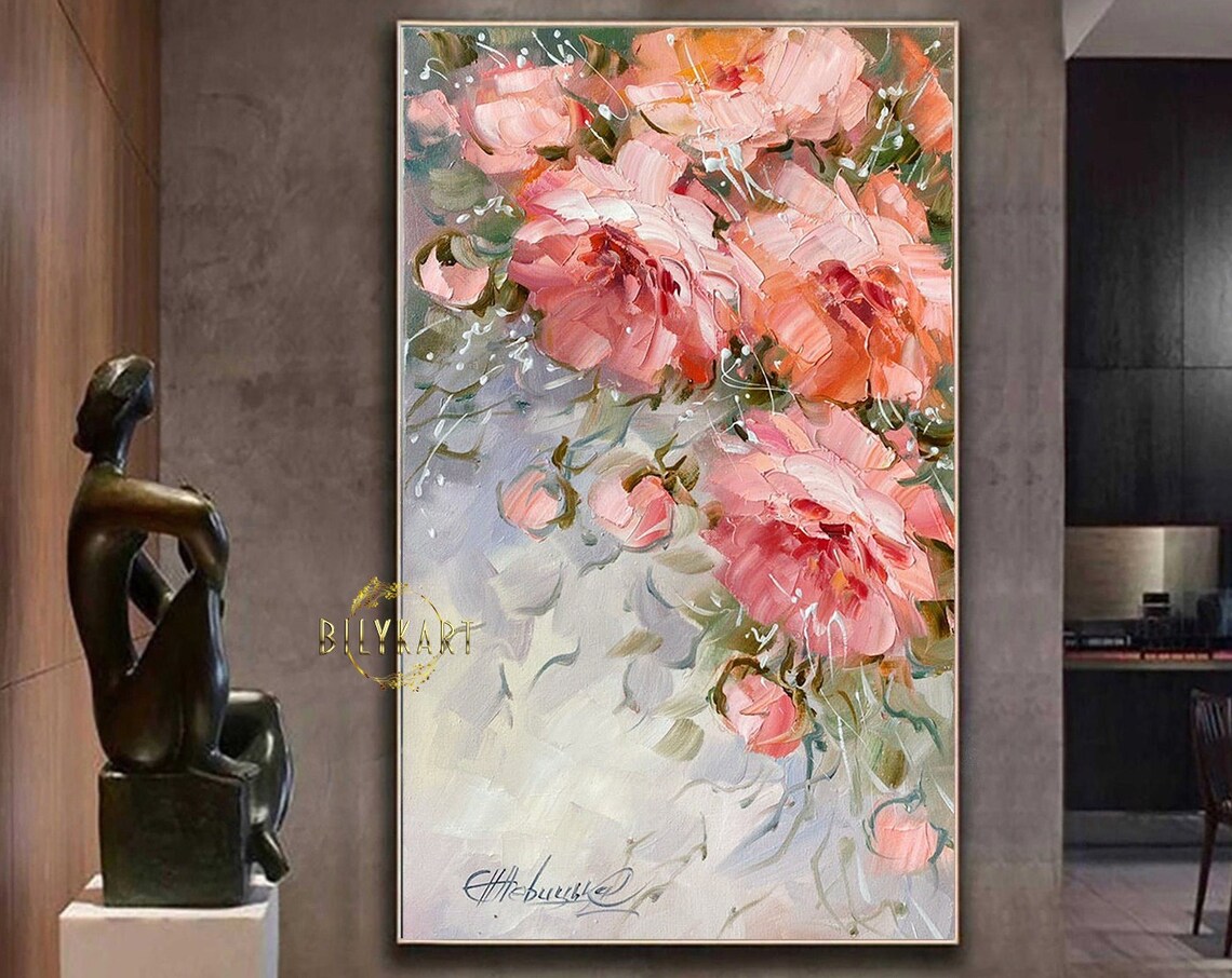 Peony Flowers Modern Oil Painting Art Print