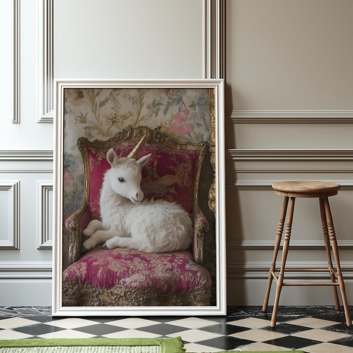 Enchanting Unicorn Portrait, Fairytale Nursery Decor