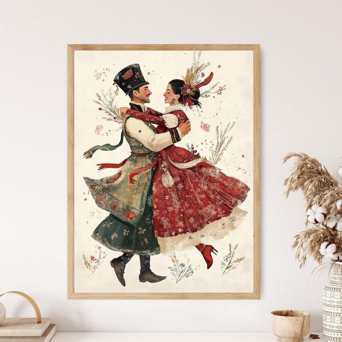 Hungarian Csárdás Dance, Traditional Costumes Art Print