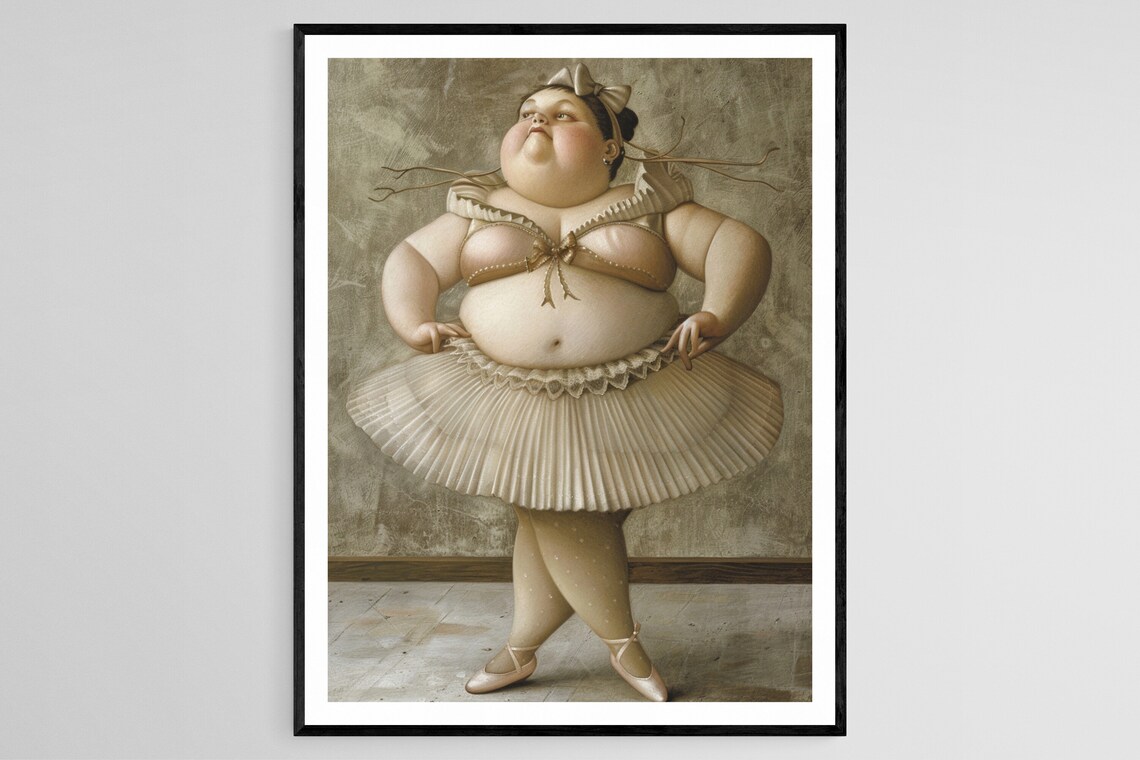Confident Body Positive Ballerina In Cream Tutu Hands On Hips Poster