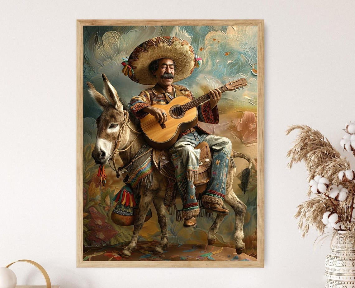 Funny Mexican Mariachi Poster Vibrant Wall Art For Home Decor Music Lover Gift