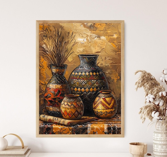 African Pottery Art Print Rich Cultural Ceramic Design