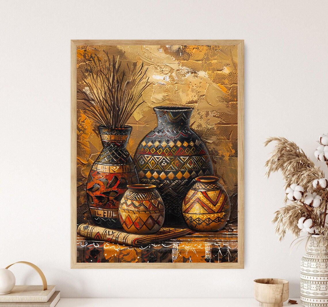 African Pottery Art Print Rich Cultural Ceramic Design