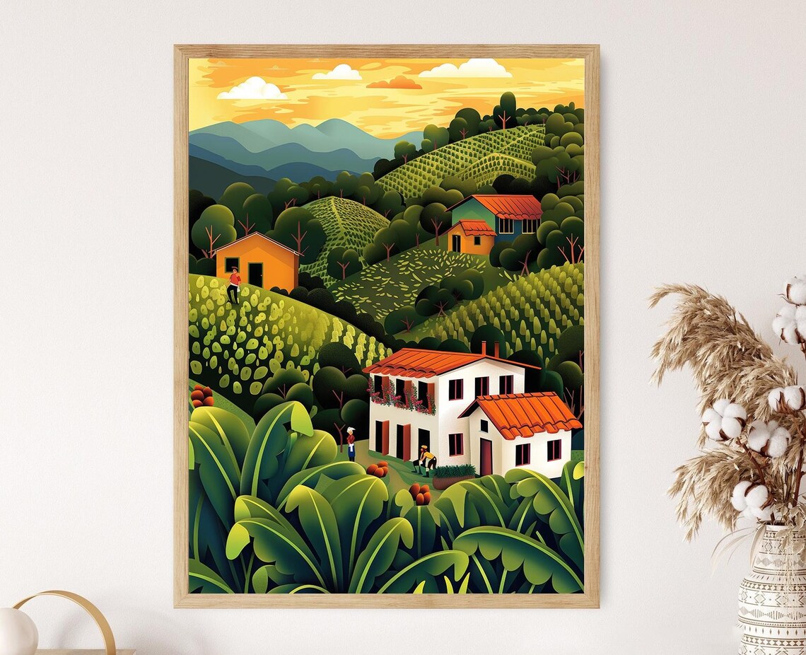 Ecuadorian Coffee Plantation Art Print, Wall Decor