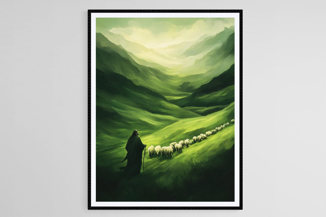 The Shepherd And Flock Art Print Psalm 23 Inspiration Christian Faith Decor