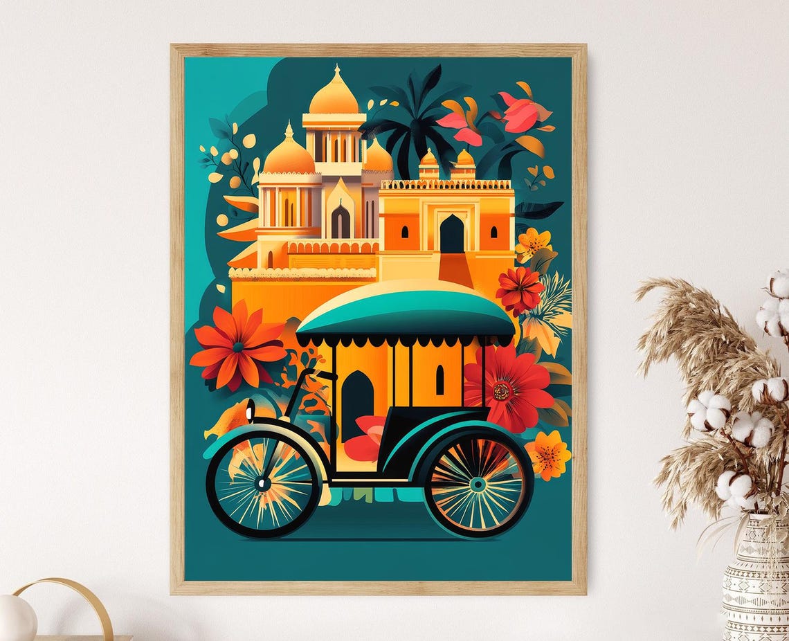 Indian Rickshaw Vector Print Punjabi Wall Art