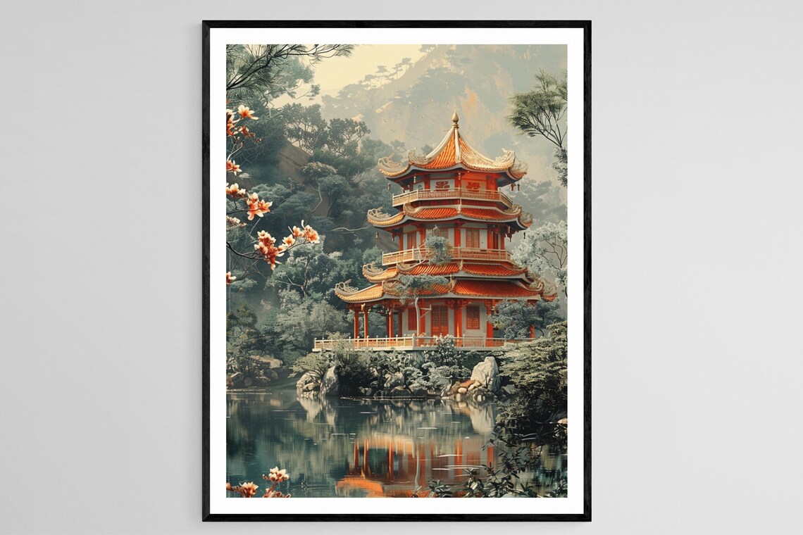 Traditional Vietnamese Temple, Peaceful Pagoda Landscape