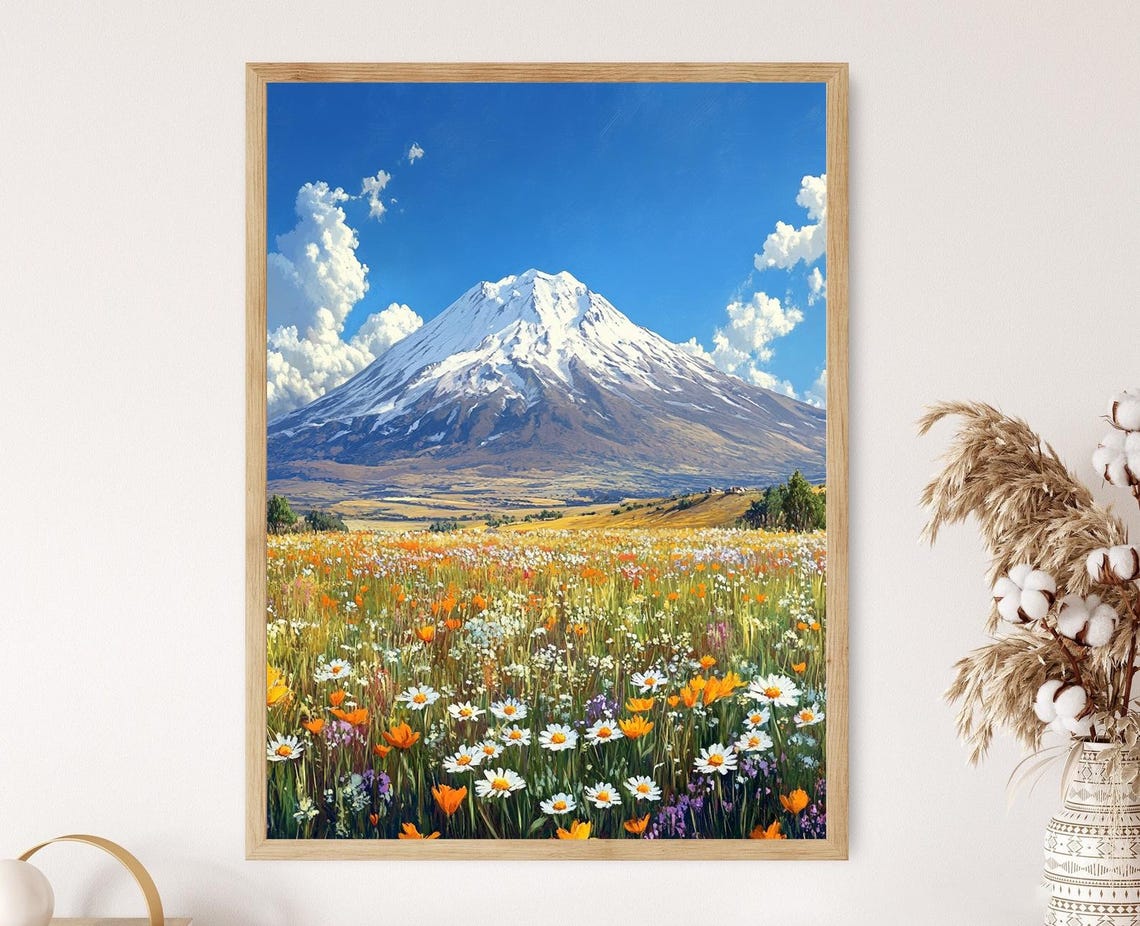 Mount Ararat Landscape Art Print Snow Capped Peak Of Trkiye