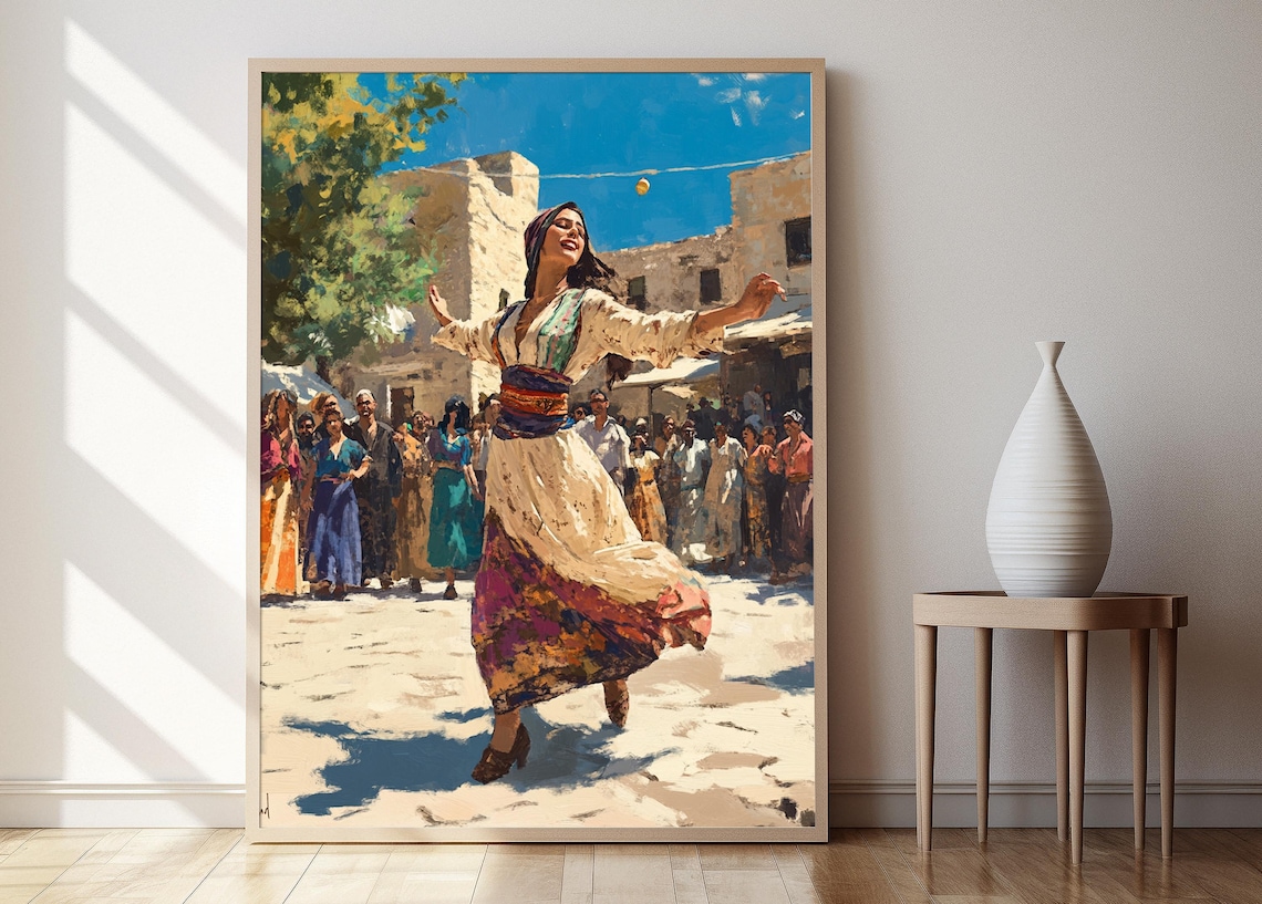 Syrian Wedding Dance Art Print, Arab Music
