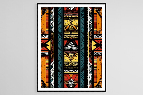 Traditional Dashiki Pattern Illustration African Ethnic Art Print