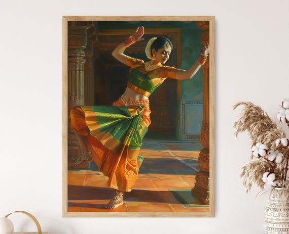 Bharatanatyam Dance Fine Art Print Colorful Traditional Indian Art Home Decor Gift