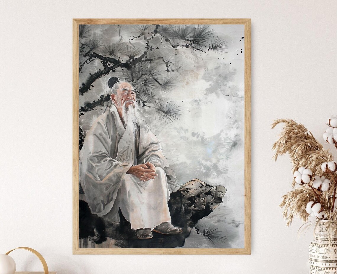 Zhuang Zhou Taoist Art Print, Zen Corner Decor