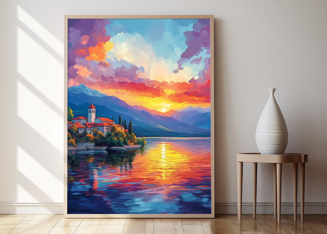 Lake Sevan Sunrise Art Print Armenian Mountain View