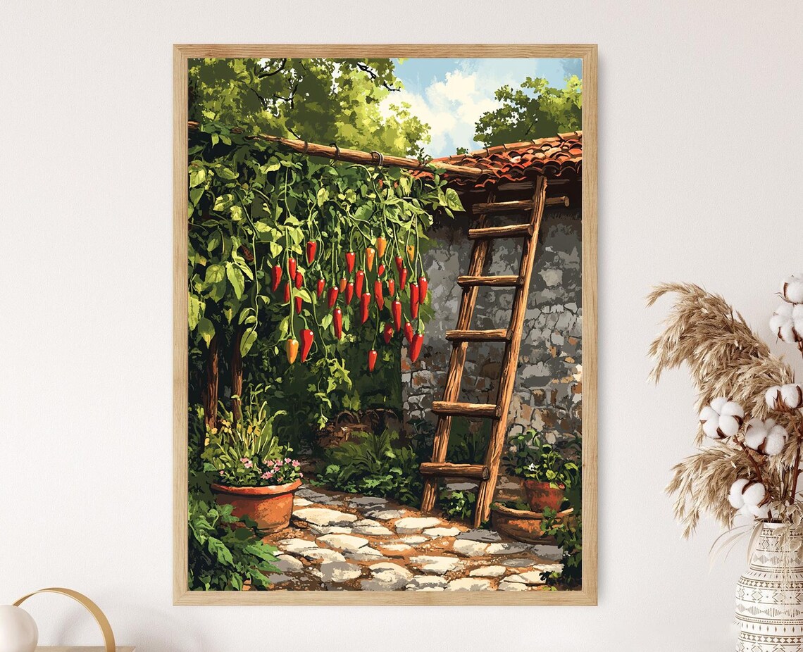 Yucatn Rustic Ladder With Herbs, Mexican Farm Decor